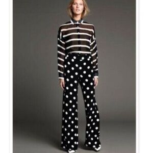 Worth NY Silk Wide Leg Polkadot Pants